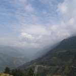 Vue sur les sommets de l'Annapurna depuis le village de Ghandruk (3 à 4j du marche du sanctuaire).